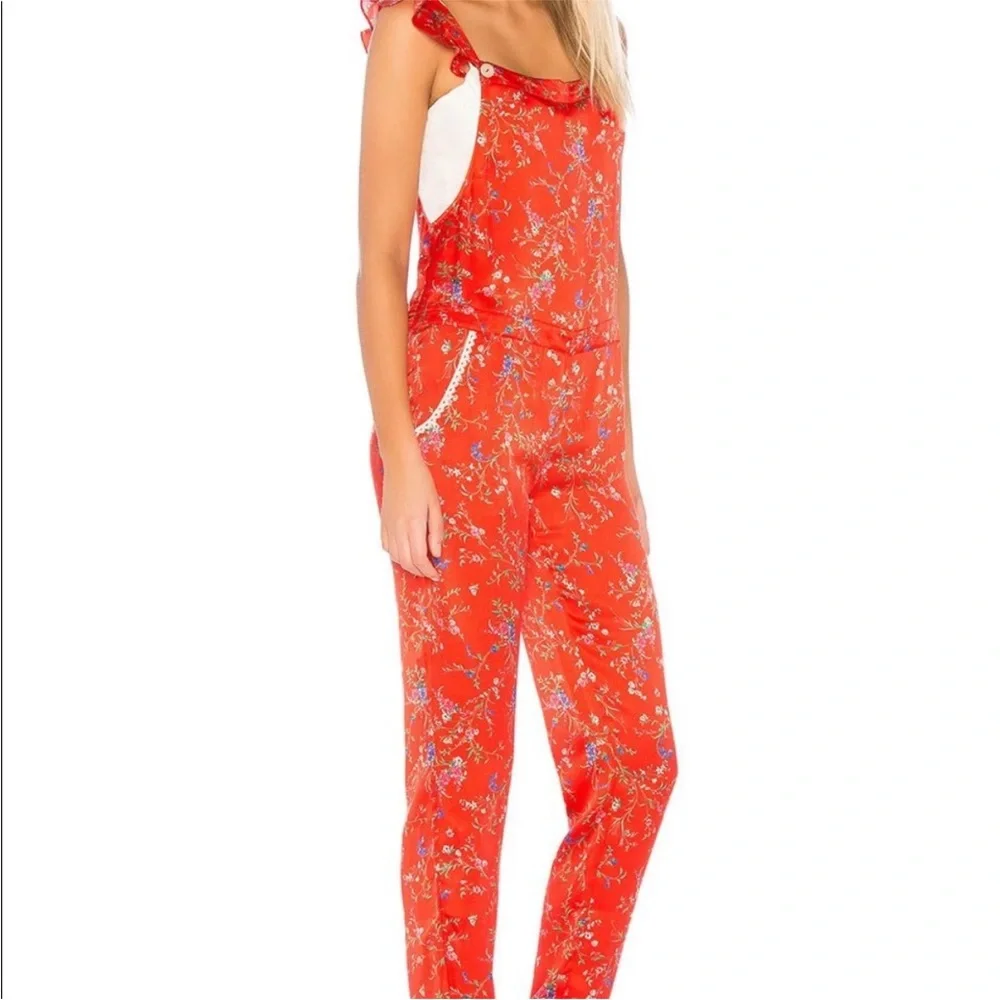 Paloma Blue Amalfi Overalls Silk Floral Bluebell Print Size Small - Picture 3 of 10